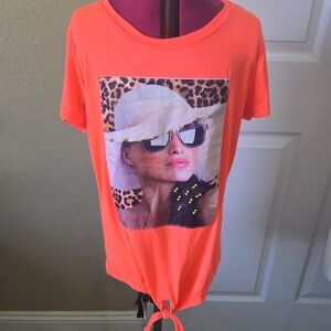Jordan Graphic‎ Orange Short Sleeve Tie Front Tee
